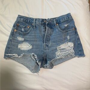 Levi's Light Blue Ripped Jean Shorts